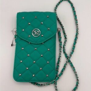 Badgley Mischka Quilted Crossbody Bag in Teal with Phone carrier NWT